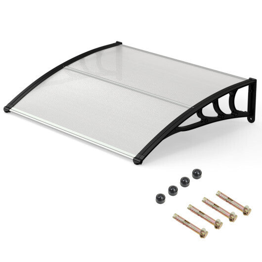 39 x 30 Inch Outdoor Front Door Window Awning Door Canopy Exterior-Black