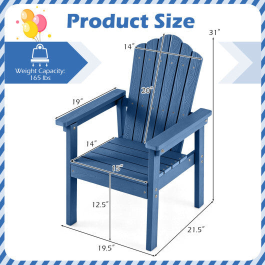 Outdoor Adirondack Chair with High Backrest and Wide Armrests for Deck Poolside-Brown