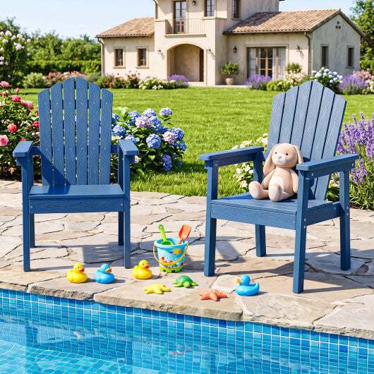 Outdoor Adirondack Chair with High Backrest and Wide Armrests for Deck Poolside-Brown