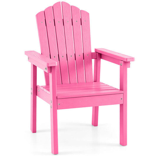 Outdoor Adirondack Chair with High Backrest and Wide Armrests for Deck Poolside-Brown