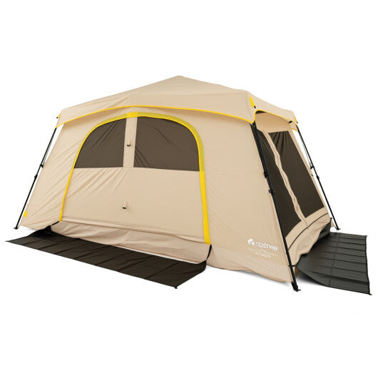 10 Person Instant Cabin Camping Tent with Rainfly 13 ft x 9 ft Portable Large Family Tent-Coffee