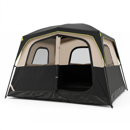 6-Person Camping Tent Easy Setup Family Cabin Tent with Top Rainfly Mesh Windows-Blue