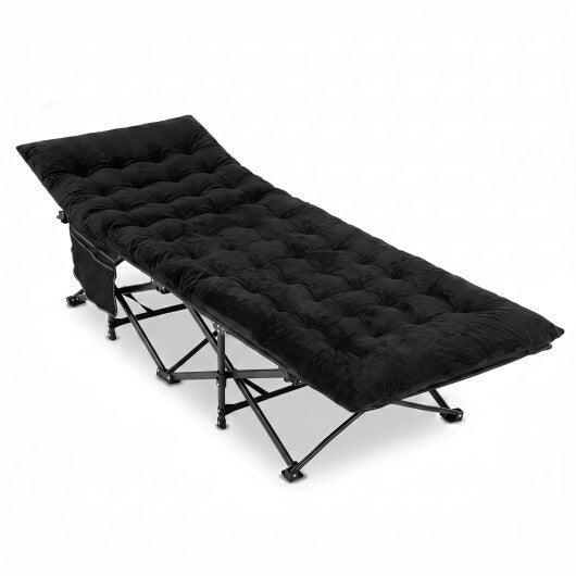 Camping Cot for Adults with Soft Padded Mat and Carrying Bag-Navy