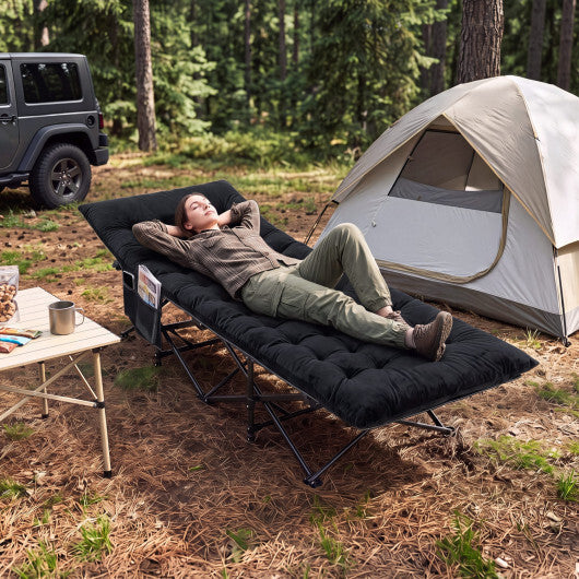 Camping Cot for Adults with Soft Padded Mat and Carrying Bag-Navy