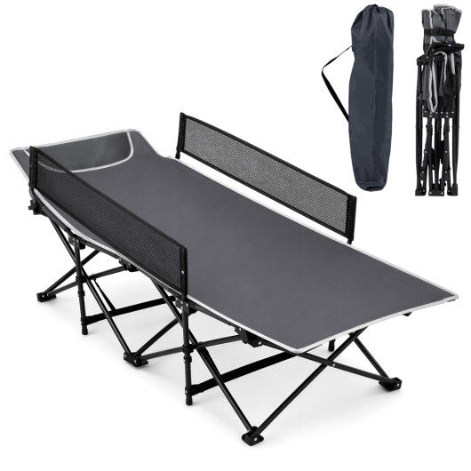 Portable Travel Toddler Cot Bed with Guardrail for Outdoor Indoor-Navy