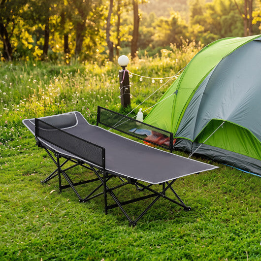 Portable Travel Toddler Cot Bed with Guardrail for Outdoor Indoor-Navy