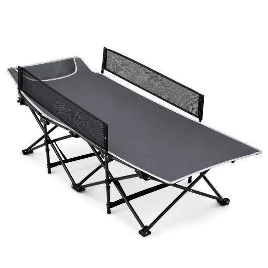 Portable Travel Toddler Cot Bed with Guardrail for Outdoor Indoor-Navy