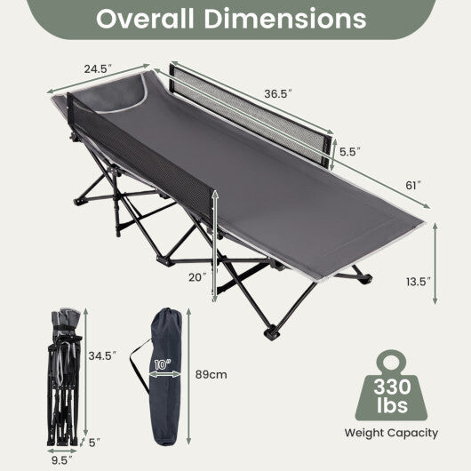 Portable Travel Toddler Cot Bed with Guardrail for Outdoor Indoor-Navy