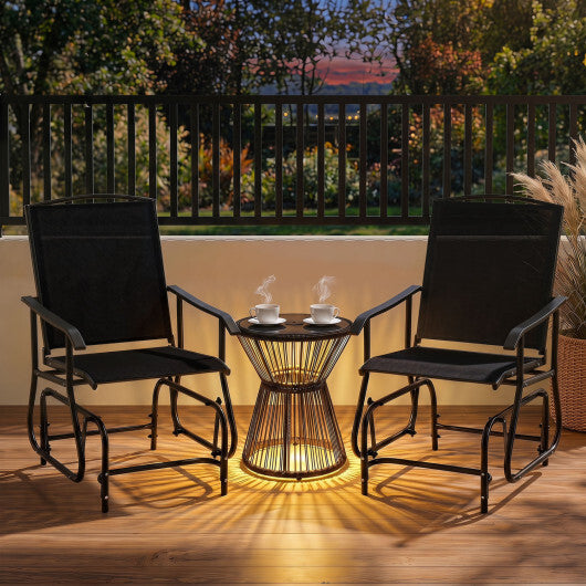 Outdoor Glider Chair with Metal Frame and Armrests-Black