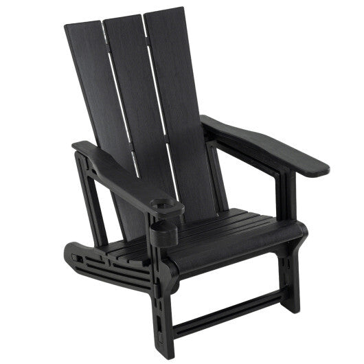 HDPE Outdoor Adirondack Chairs with Cup Holder-Gray