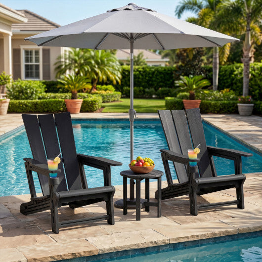 HDPE Outdoor Adirondack Chairs with Cup Holder-Gray