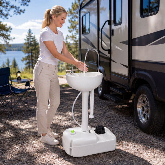 Portable Foot Pump Camping Sink with 4.5 Gal Water Tank and Soap Dispenser