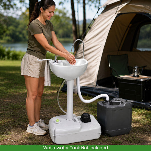 Portable Foot Pump Camping Sink with 4.5 Gal Water Tank and Soap Dispenser