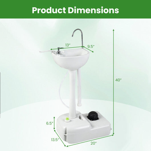 Portable Foot Pump Camping Sink with 4.5 Gal Water Tank and Soap Dispenser