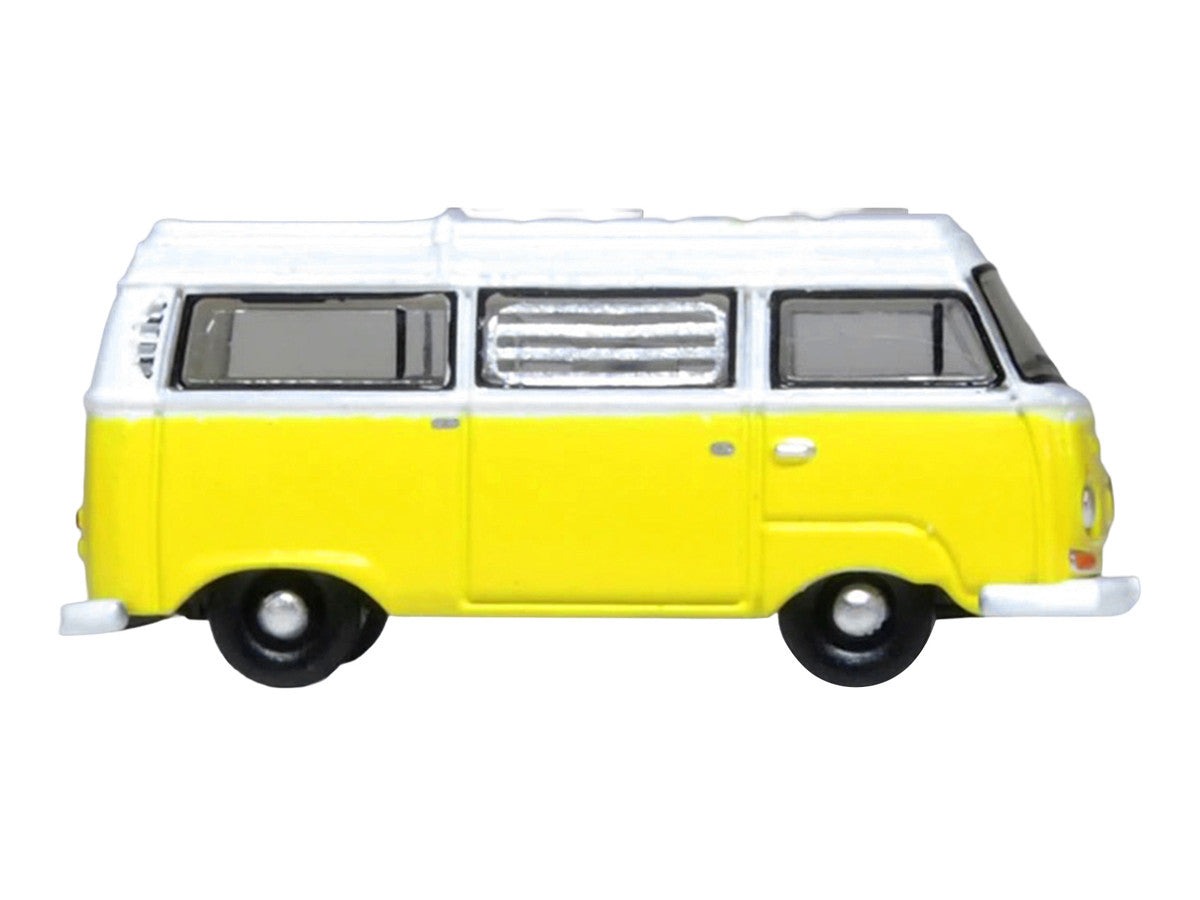 Volkswagen T2 Bay Window Camper Van Saturn Yellow and White 1/148 (N) Scale Diecast Model Car by Oxford Diecast