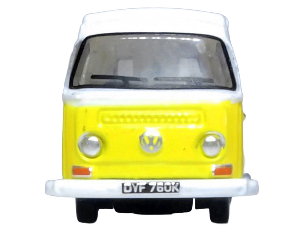Volkswagen T2 Bay Window Camper Van Saturn Yellow and White 1/148 (N) Scale Diecast Model Car by Oxford Diecast