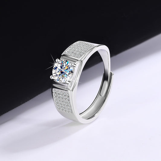 D Color Moissanite Starry Men's Ring