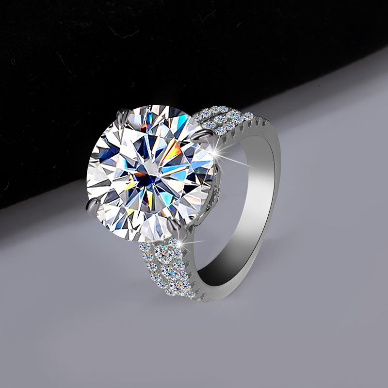 S925 Sterling Silver Bow Big Diamond 10 Karat Moissanite Ring