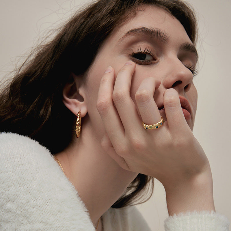 Vintage Era Oil Painting Starry Sky Ring Earrings