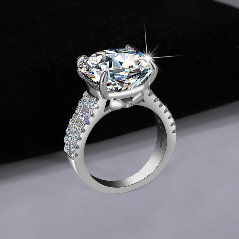 S925 Sterling Silver Bow Big Diamond 10 Karat Moissanite Ring