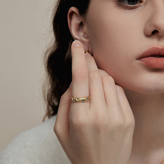 Vintage Era Oil Painting Starry Sky Ring Earrings