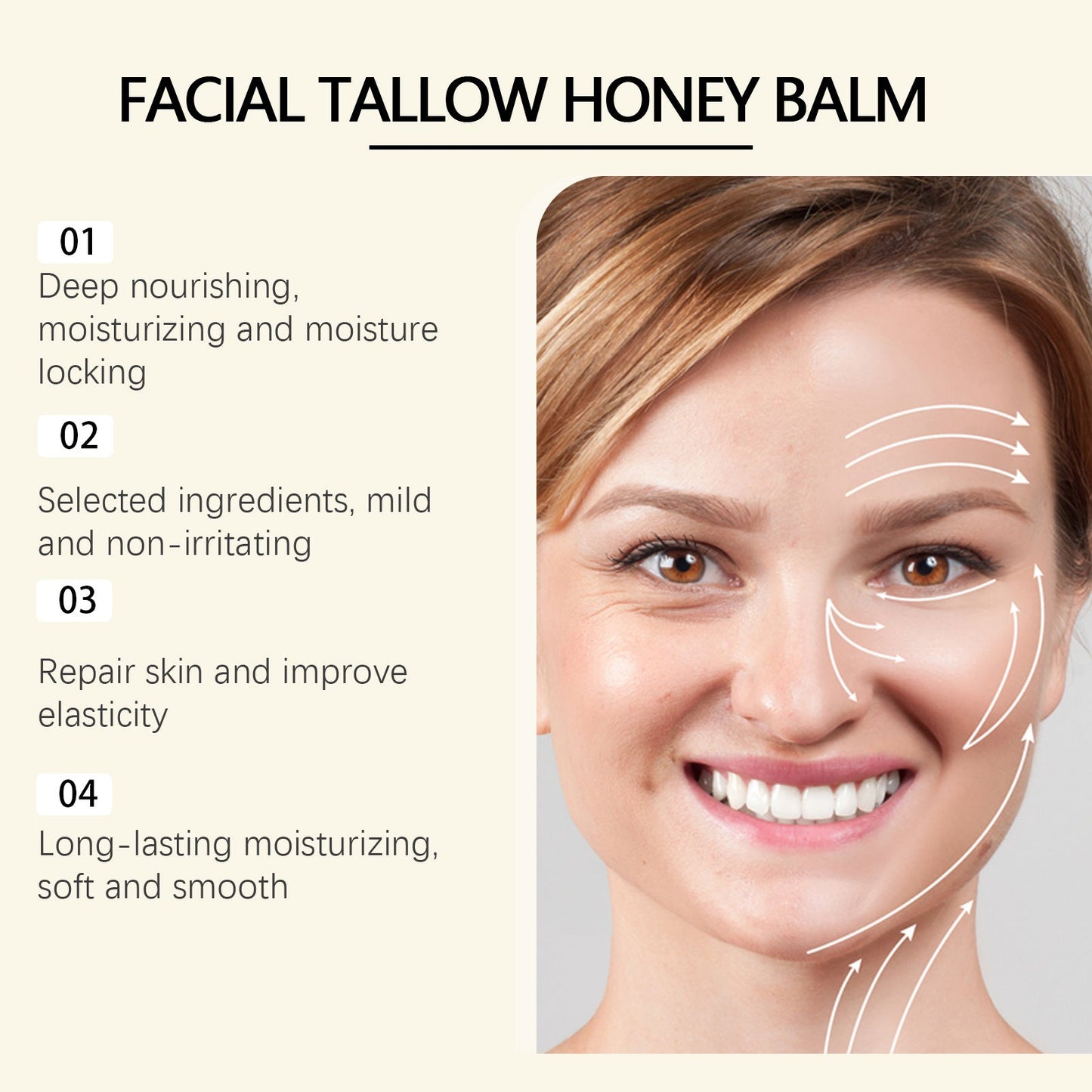 Beef Tallow Face Cream Anti-Wrinkle Moisturizing Dry Improve Redness Soothing Repair Firming Nourishing Smooth Facial Skin Care