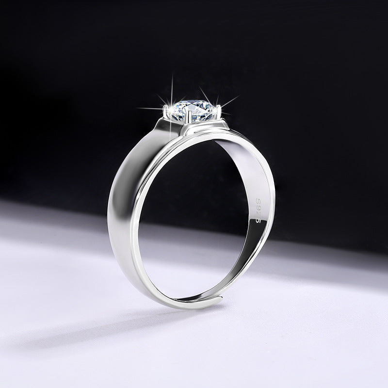 D Color Moissanite Ring Men's Sterling Silver