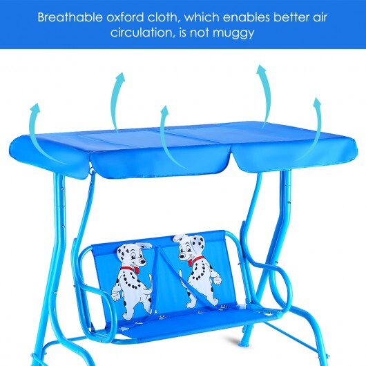 Outdoor Kids Patio Swing Bench with Canopy 2 Seats - Color: Blue