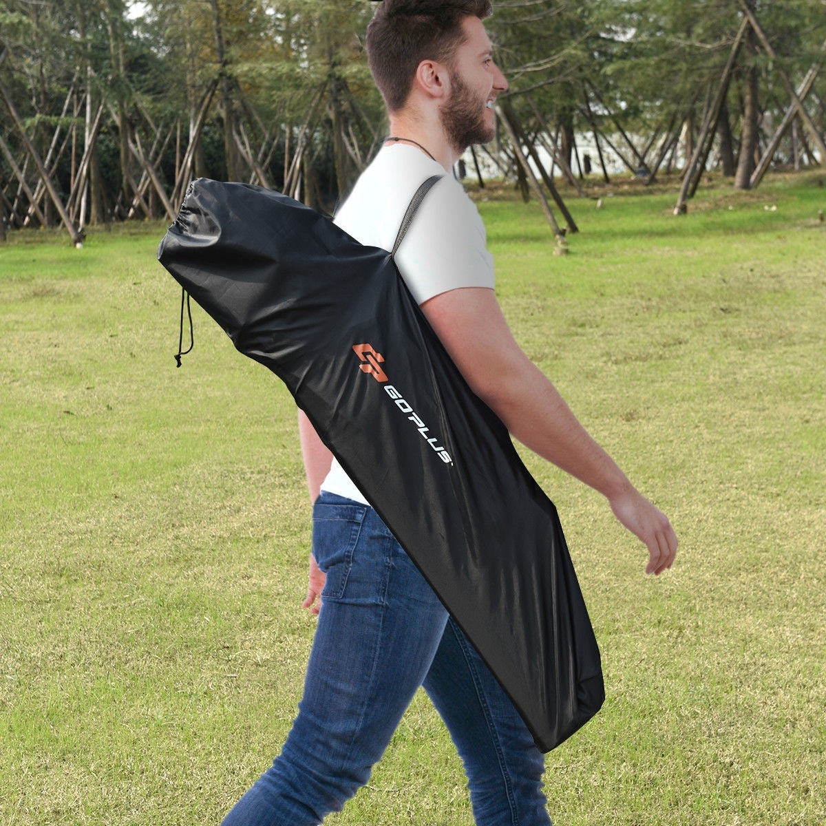 Portable 38 Inch Oversized High Camping Fishing Folding Chair  - Color: Black