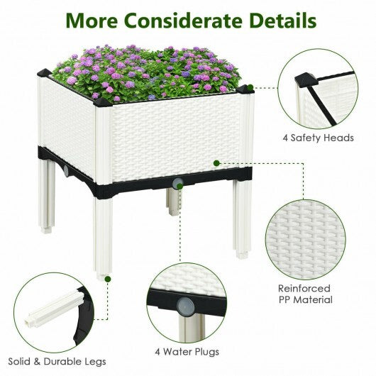 Set of 4 Elevated Flower Vegetable Herb Grow Planter Box-Brown