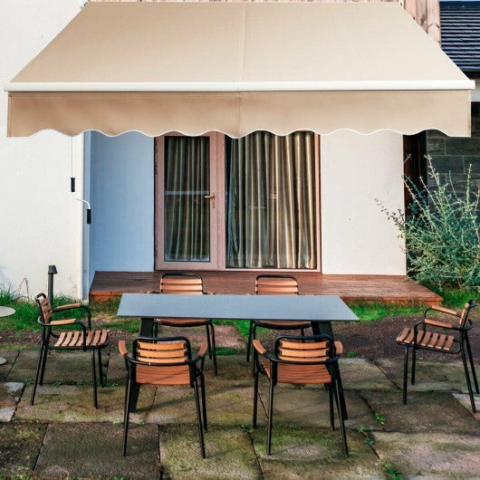 10 x 8.2 Feet Retractable Awning with Easy Opening Manual Crank Handle-Beige