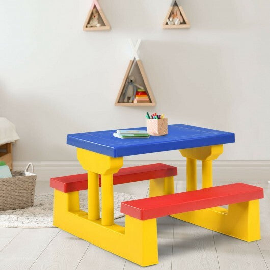 Kids Picnic Folding Table and Bench with Umbrella