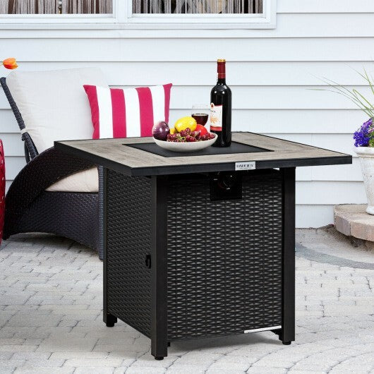 30 Inch Square Propane Gas Fire Pit Table Ceramic Tabletop