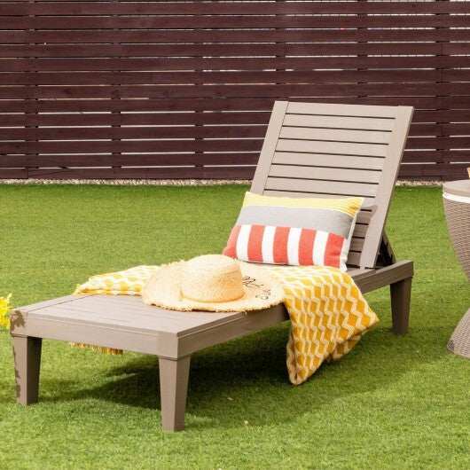 Outdoor Recliner Chair with 5-Position Adjustable Backrest-Brown - Color: Brown