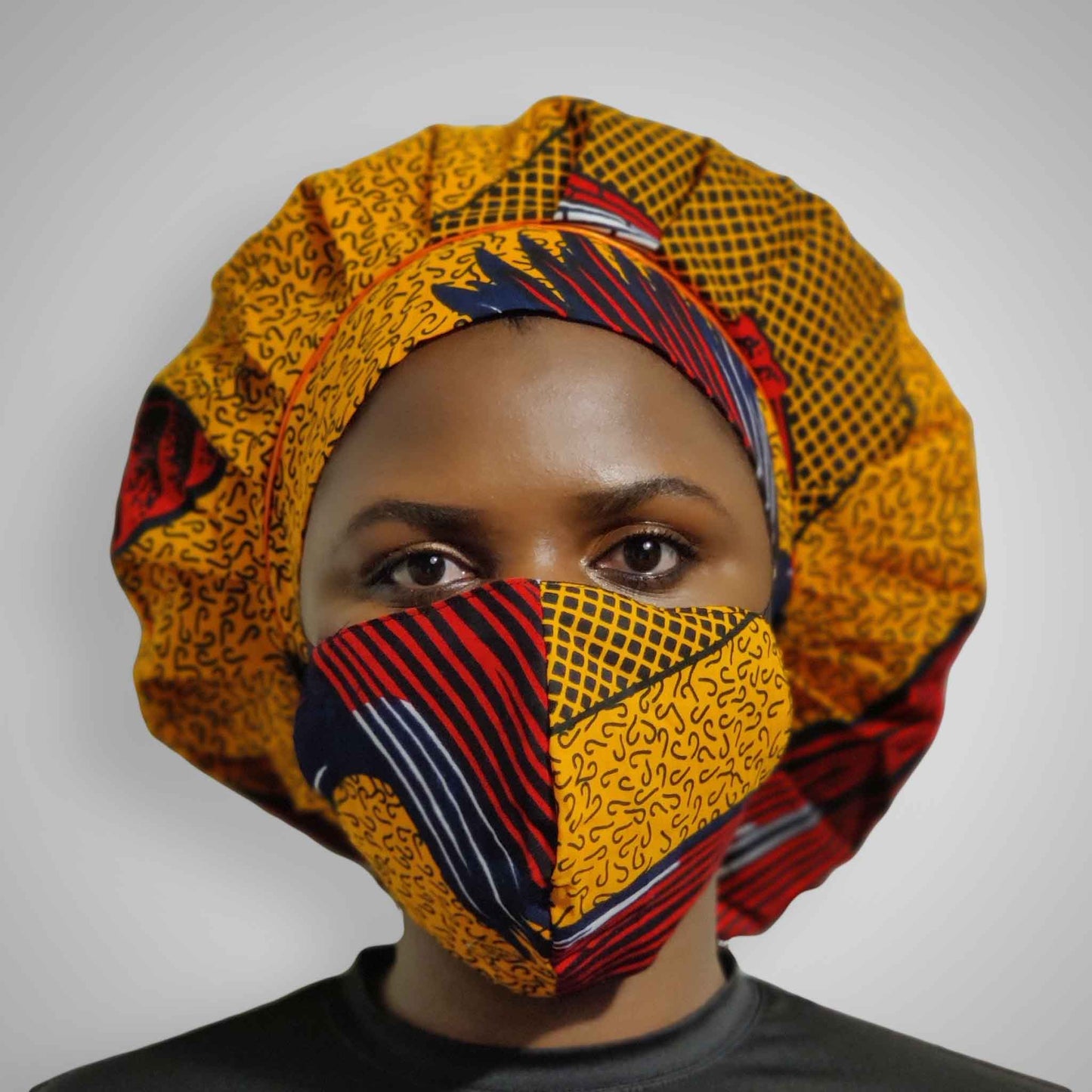Kente Bonnets & Face Mask (Yellow /Red)