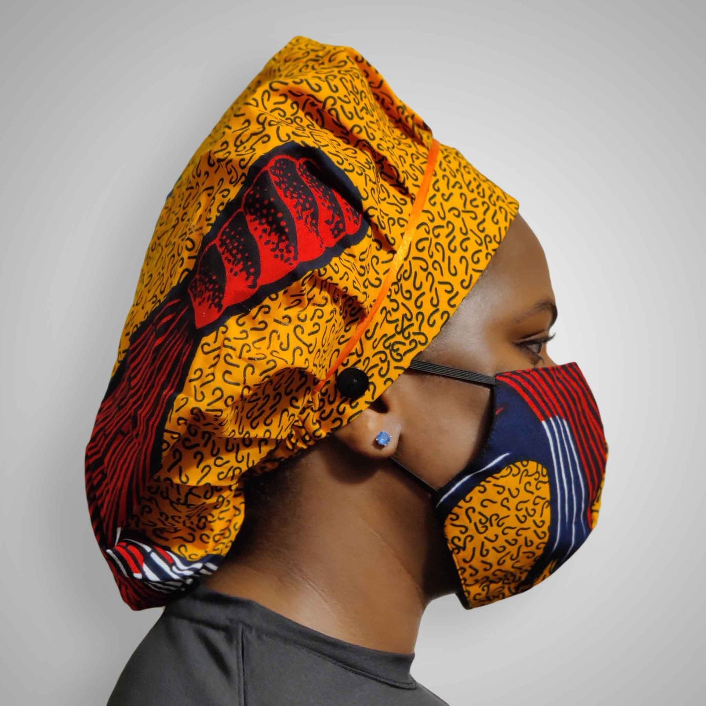 Kente Bonnets & Face Mask (Yellow /Red)