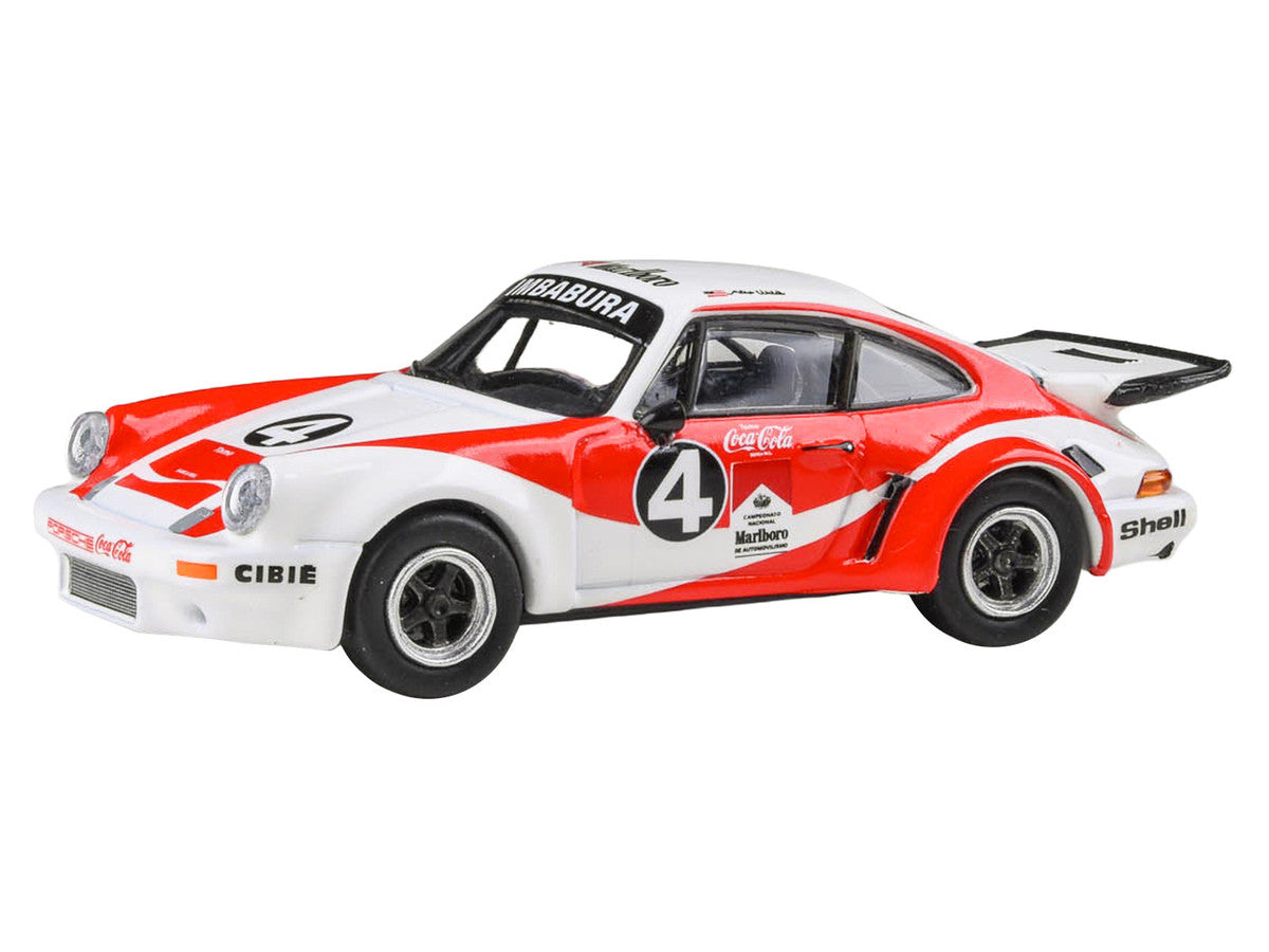 1976 Porsche 911 Carrera RSR 3.0 Ecuador #4 "Fernando Madera" White and Red with Graphics 1/64 Diecast Model Car by Paragon Models