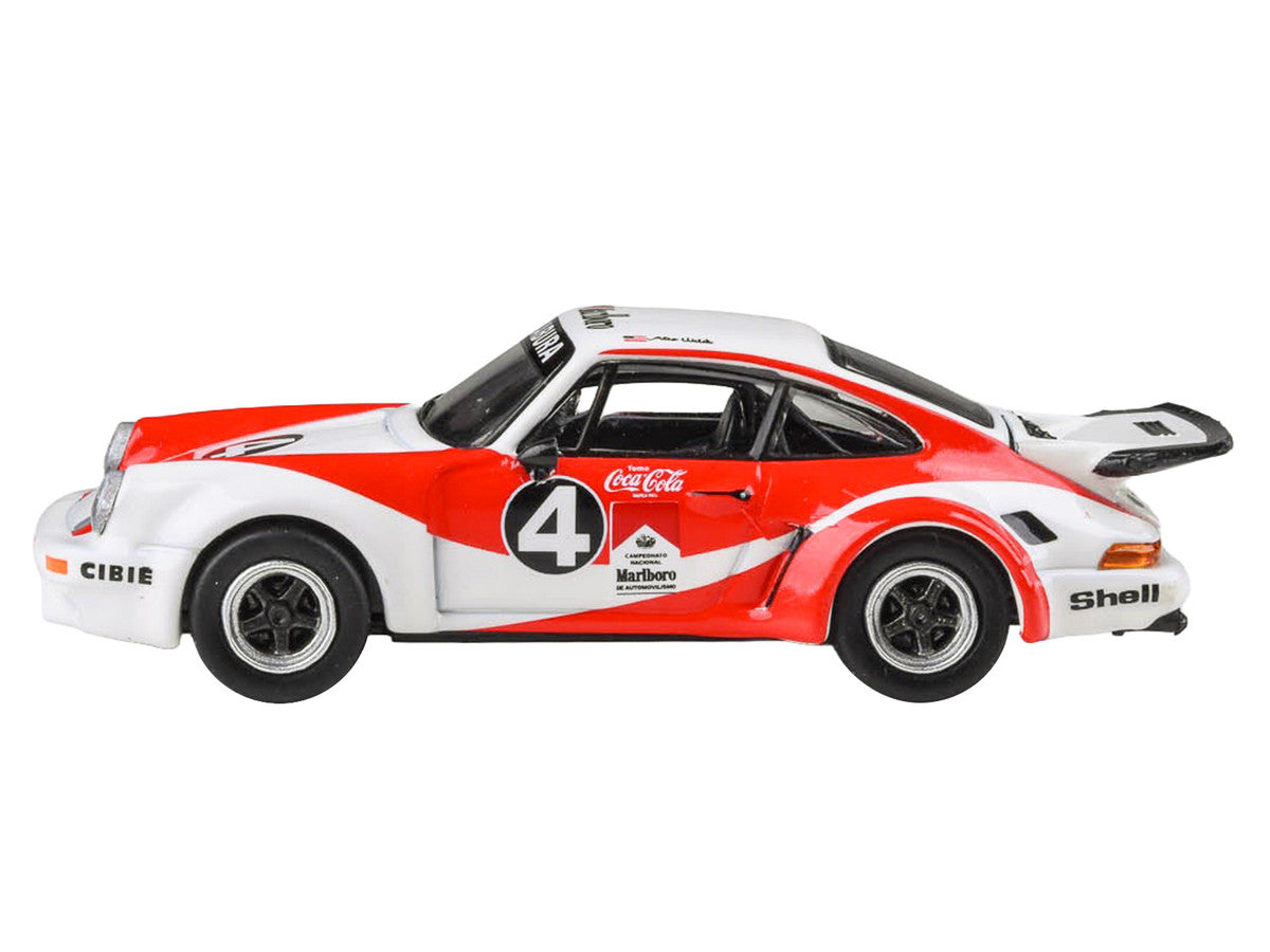 1976 Porsche 911 Carrera RSR 3.0 Ecuador #4 "Fernando Madera" White and Red with Graphics 1/64 Diecast Model Car by Paragon Models