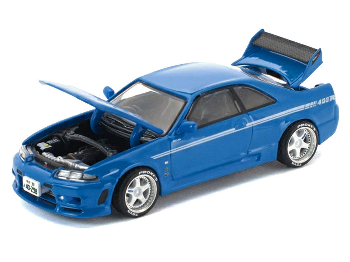 GT-R R33 400R RHD (Right Hand Drive) Champion Blue with White Stripes "Enigma Exclusive Edition" 1/64 Die Cast Model Car by Pop Race