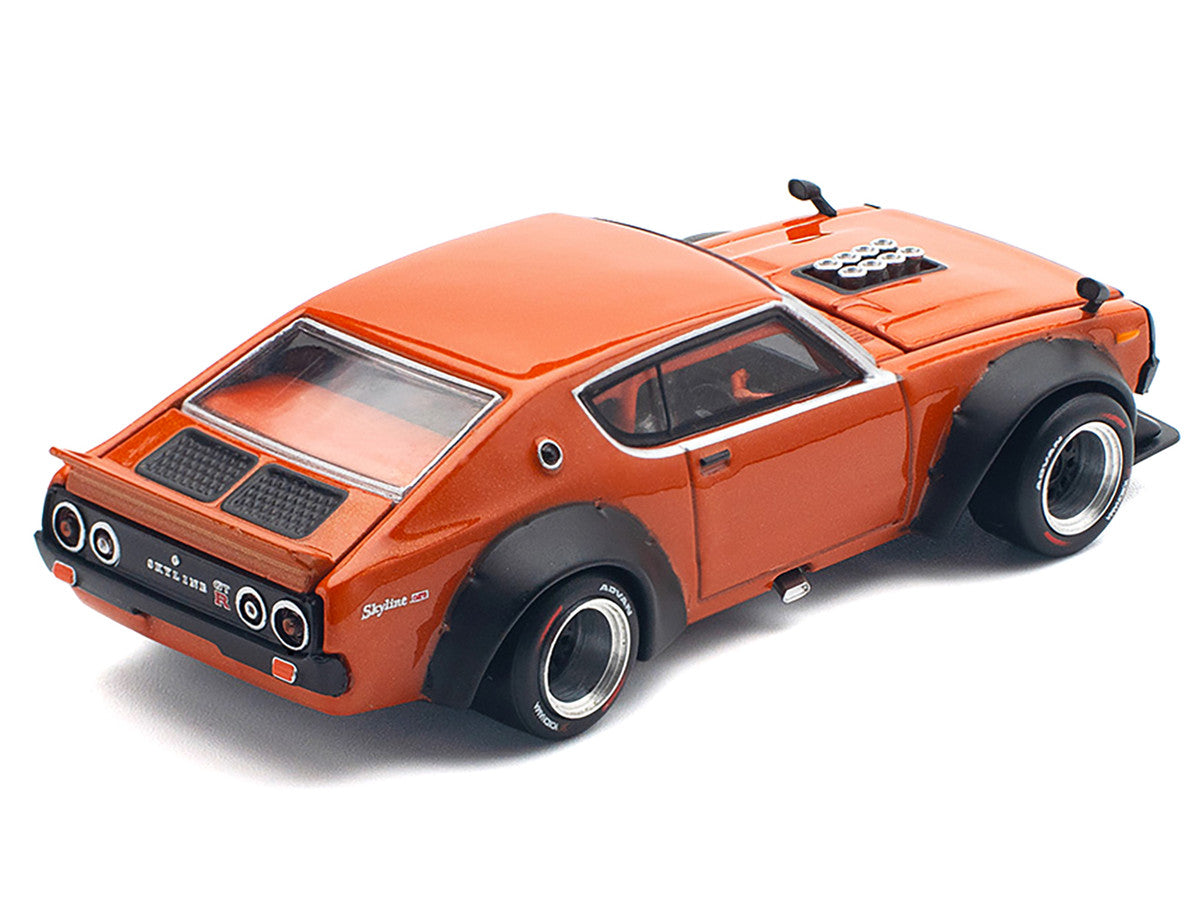 Skyline GT-R V8 Drift "Kenmeri" RHD (Right Hand Drive) Orange Metallic 1/64 Diecast Model Car by Pop Race