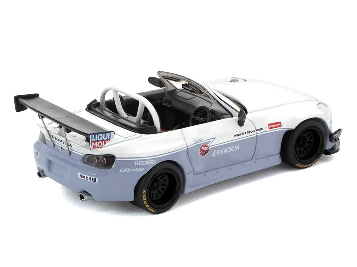 Honda Pandem S2000 RHD (Right Hand Drive) White and Blue Gray 1/64 Diecast Model Car by Pop Race