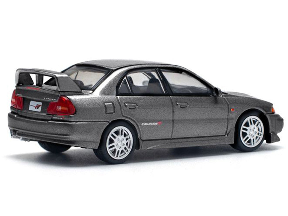 Mitsubishi Lancer Evolution IV RHD (Right Hand Drive) Dark Gray Metallic 1/64 Diecast Model Car by Pop Race