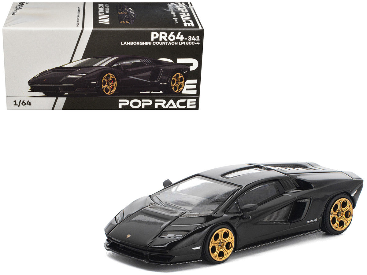 Lamborghini Countach LPI 800-4 Deep Black 1/64 Diecast Model Car by Pop Race