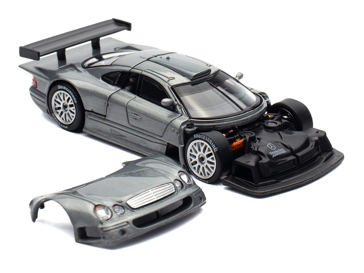 Mercedes-Benz CLK GTR Raw Metal 1/64 Diecast Model Car by Pop Race