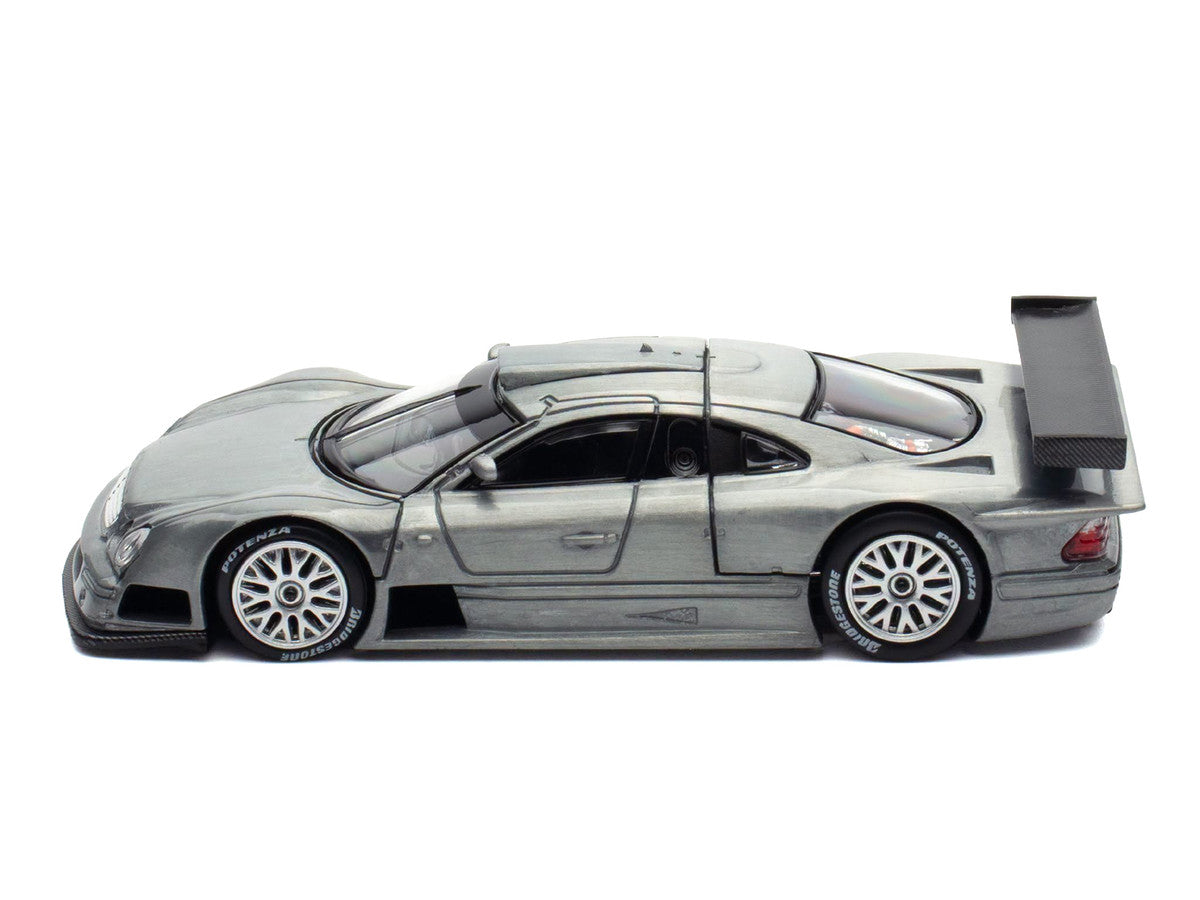 Mercedes-Benz CLK GTR Raw Metal 1/64 Diecast Model Car by Pop Race