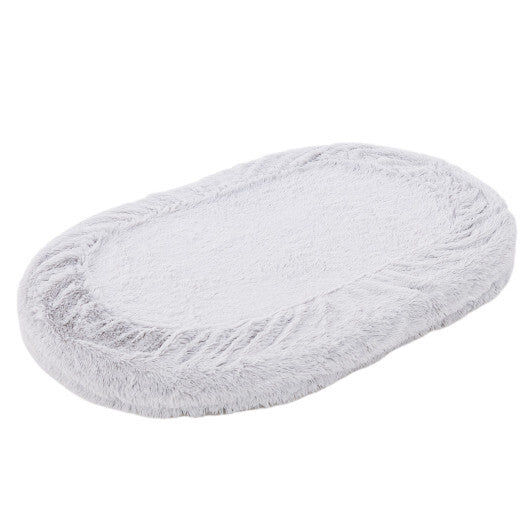 Washable Fluffy Human Dog Bed with Soft Blanket and Plump Pillow-Brown