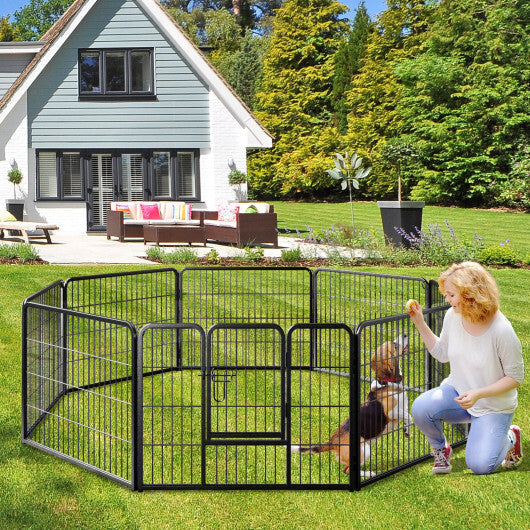 8 Panel 24 Inch Height Pet Fence Indoor Outdoor-24 inch