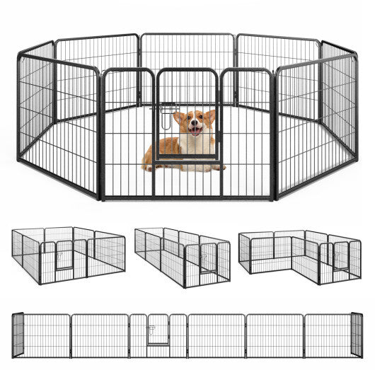 8 Panel 24 Inch Height Pet Fence Indoor Outdoor-24 inch