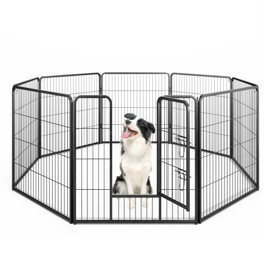 8 Panel 24 Inch Height Pet Fence Indoor Outdoor-24 inch