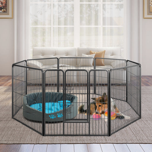 8 Panel 24 Inch Height Pet Fence Indoor Outdoor-24 inch